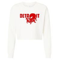 Down Town Detroit City Michigan Octopus Kraken Hockey Cropped Pullover Crew