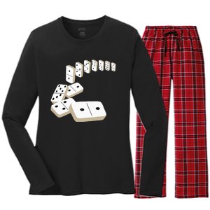 Dominoes Tiles Domino Player Dominoes Lover Women's Long Sleeve Flannel Pajama Set 