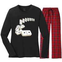 Dominoes Tiles Domino Player Dominoes Lover Women's Long Sleeve Flannel Pajama Set 