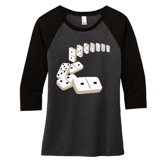 Dominoes Tiles Domino Player Dominoes Lover Women's Tri-Blend 3/4-Sleeve Raglan Shirt