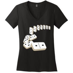 Dominoes Tiles Domino Player Dominoes Lover Women's V-Neck T-Shirt