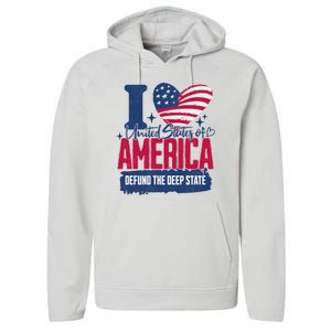 Defund The Deep State MAGA Conservative Republican Fourth Of July Performance Fleece Hoodie