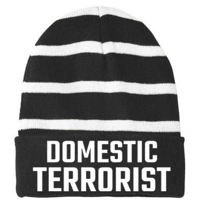 Domestic Terrorist Striped Beanie with Solid Band