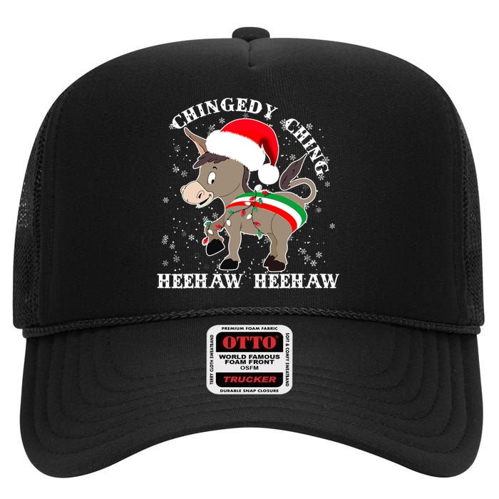 Dominick The Donkey Chingedy Ching Italian Christmas Donkey High Crown Mesh Back Trucker Hat