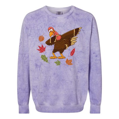 Dabbing Turkey Dabbing Thanksgiving Turkey Day Costume Cool Gift Colorblast Crewneck Sweatshirt