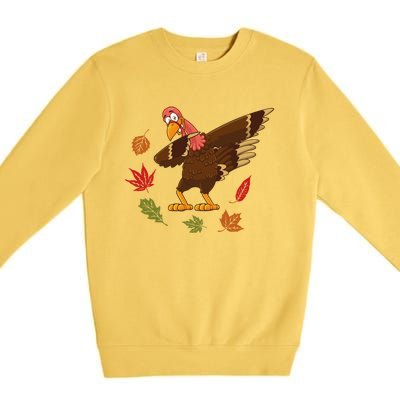 Dabbing Turkey Dabbing Thanksgiving Turkey Day Costume Cool Gift Premium Crewneck Sweatshirt