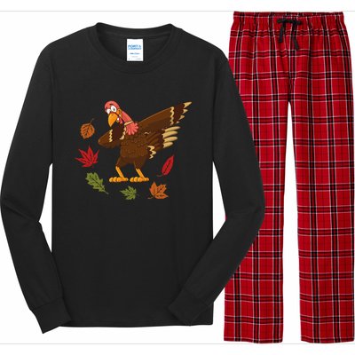 Dabbing Turkey Dabbing Thanksgiving Turkey Day Costume Cool Gift Long Sleeve Pajama Set