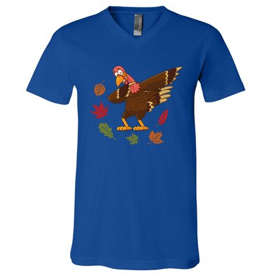 Dabbing Turkey Dabbing Thanksgiving Turkey Day Costume Cool Gift V-Neck T-Shirt