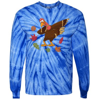 Dabbing Turkey Dabbing Thanksgiving Turkey Day Costume Cool Gift Tie-Dye Long Sleeve Shirt