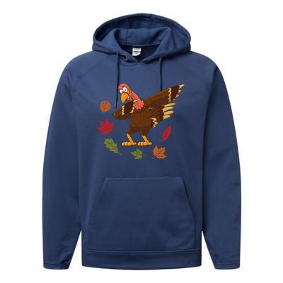 Dabbing Turkey Dabbing Thanksgiving Turkey Day Costume Cool Gift Performance Fleece Hoodie