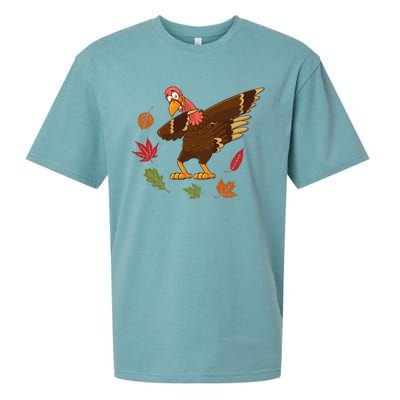 Dabbing Turkey Dabbing Thanksgiving Turkey Day Costume Cool Gift Sueded Cloud Jersey T-Shirt