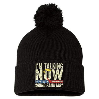 Donald Trump Debate Kamala IM Speaking Now Sounds Familiar Pom Pom 12in Knit Beanie