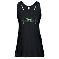 Dog Tie Dye Heartbeat Funny Dog Dachshund Ladies Essential Flowy Tank