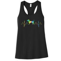 Dog Tie Dye Heartbeat Funny Dog Dachshund Women's Racerback Tank