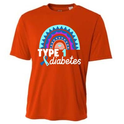 Diabetic T1d Dad Mom Rainbow Type 1 Diabetes Awareness Gift Cooling Performance Crew T-Shirt