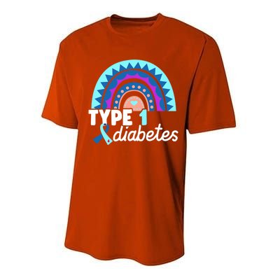 Diabetic T1d Dad Mom Rainbow Type 1 Diabetes Awareness Gift Performance Sprint T-Shirt