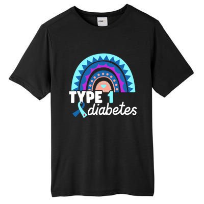 Diabetic T1d Dad Mom Rainbow Type 1 Diabetes Awareness Gift Tall Fusion ChromaSoft Performance T-Shirt