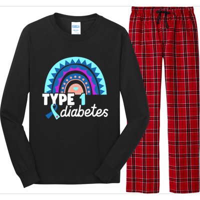 Diabetic T1d Dad Mom Rainbow Type 1 Diabetes Awareness Gift Long Sleeve Pajama Set