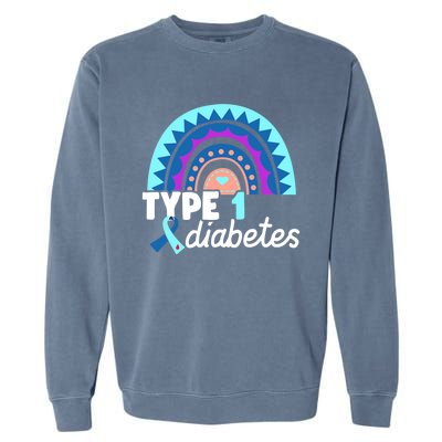 Diabetic T1d Dad Mom Rainbow Type 1 Diabetes Awareness Gift Garment-Dyed Sweatshirt