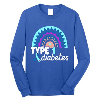 Diabetic T1d Dad Mom Rainbow Type 1 Diabetes Awareness Gift Long Sleeve Shirt