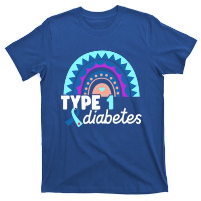 Diabetic T1d Dad Mom Rainbow Type 1 Diabetes Awareness Gift T-Shirt