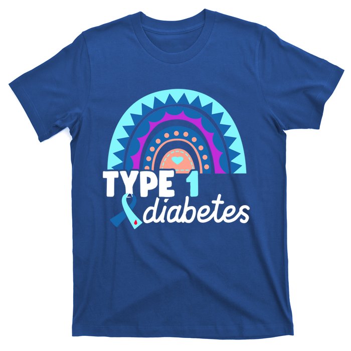 Diabetic T1d Dad Mom Rainbow Type 1 Diabetes Awareness Gift T-Shirt