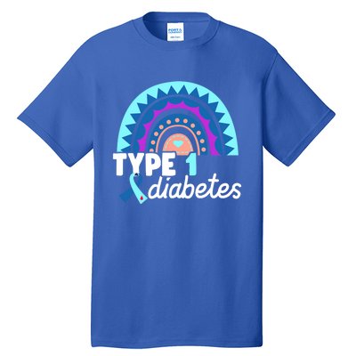 Diabetic T1d Dad Mom Rainbow Type 1 Diabetes Awareness Gift Tall T-Shirt