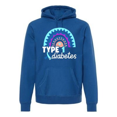 Diabetic T1d Dad Mom Rainbow Type 1 Diabetes Awareness Gift Premium Hoodie