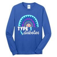 Diabetic T1d Dad Mom Rainbow Type 1 Diabetes Awareness Gift Tall Long Sleeve T-Shirt