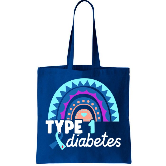 Diabetic T1d Dad Mom Rainbow Type 1 Diabetes Awareness Gift Tote Bag