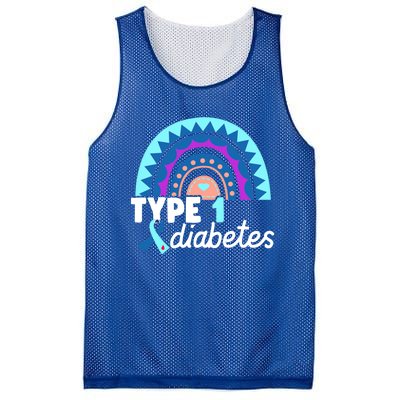 Diabetic T1d Dad Mom Rainbow Type 1 Diabetes Awareness Gift Mesh Reversible Basketball Jersey Tank