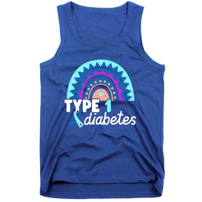 Diabetic T1d Dad Mom Rainbow Type 1 Diabetes Awareness Gift Tank Top