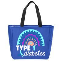 Diabetic T1d Dad Mom Rainbow Type 1 Diabetes Awareness Gift Zip Tote Bag