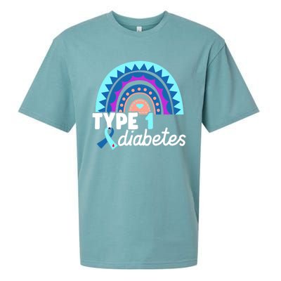 Diabetic T1d Dad Mom Rainbow Type 1 Diabetes Awareness Gift Sueded Cloud Jersey T-Shirt