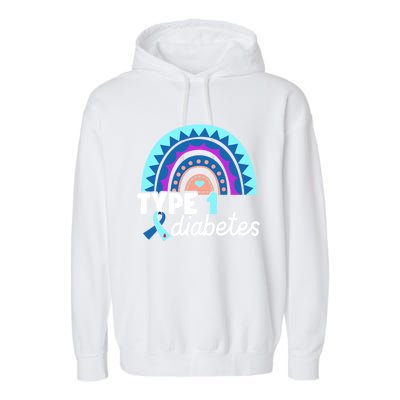 Diabetic T1d Dad Mom Rainbow Type 1 Diabetes Awareness Gift Garment-Dyed Fleece Hoodie