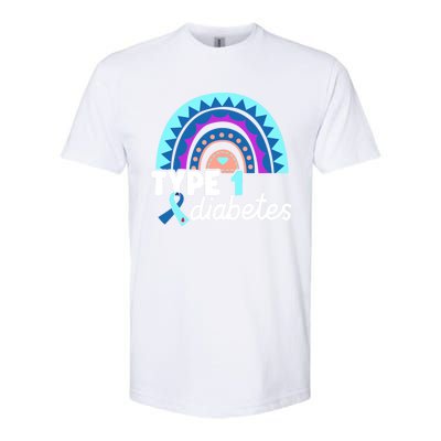 Diabetic T1d Dad Mom Rainbow Type 1 Diabetes Awareness Gift Softstyle CVC T-Shirt