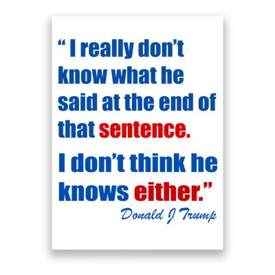 Donald Trump Dont Know What He Said At The End Of That Sentence Poster