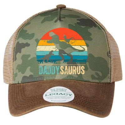 Daddysaurus T-Rex Dad Dinosaur Daddy Saurus Fathers Day Legacy Tie Dye Trucker Hat