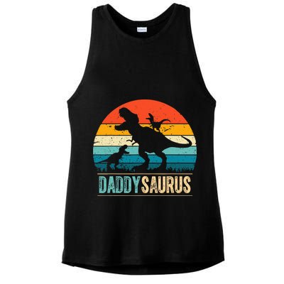 Daddysaurus T-Rex Dad Dinosaur Daddy Saurus Fathers Day Ladies PosiCharge Tri-Blend Wicking Tank
