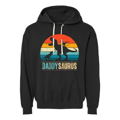 Daddysaurus T-Rex Dad Dinosaur Daddy Saurus Fathers Day Garment-Dyed Fleece Hoodie