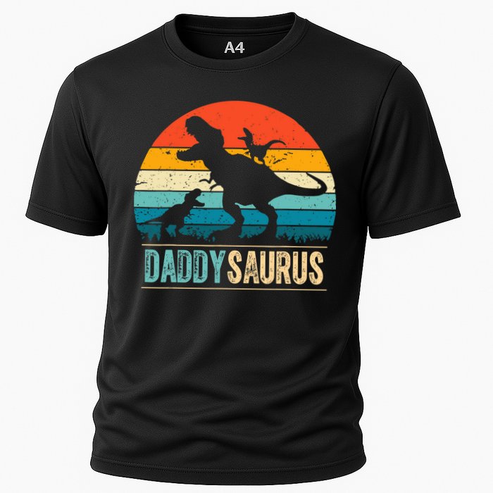 Daddysaurus T-Rex Dad Dinosaur Daddy Saurus Fathers Day Cooling Performance Crew T-Shirt