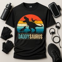 Daddysaurus T-Rex Dad Dinosaur Daddy Saurus Fathers Day Cooling Performance Crew T-Shirt