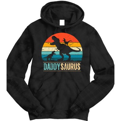 Daddysaurus T-Rex Dad Dinosaur Daddy Saurus Fathers Day Tie Dye Hoodie