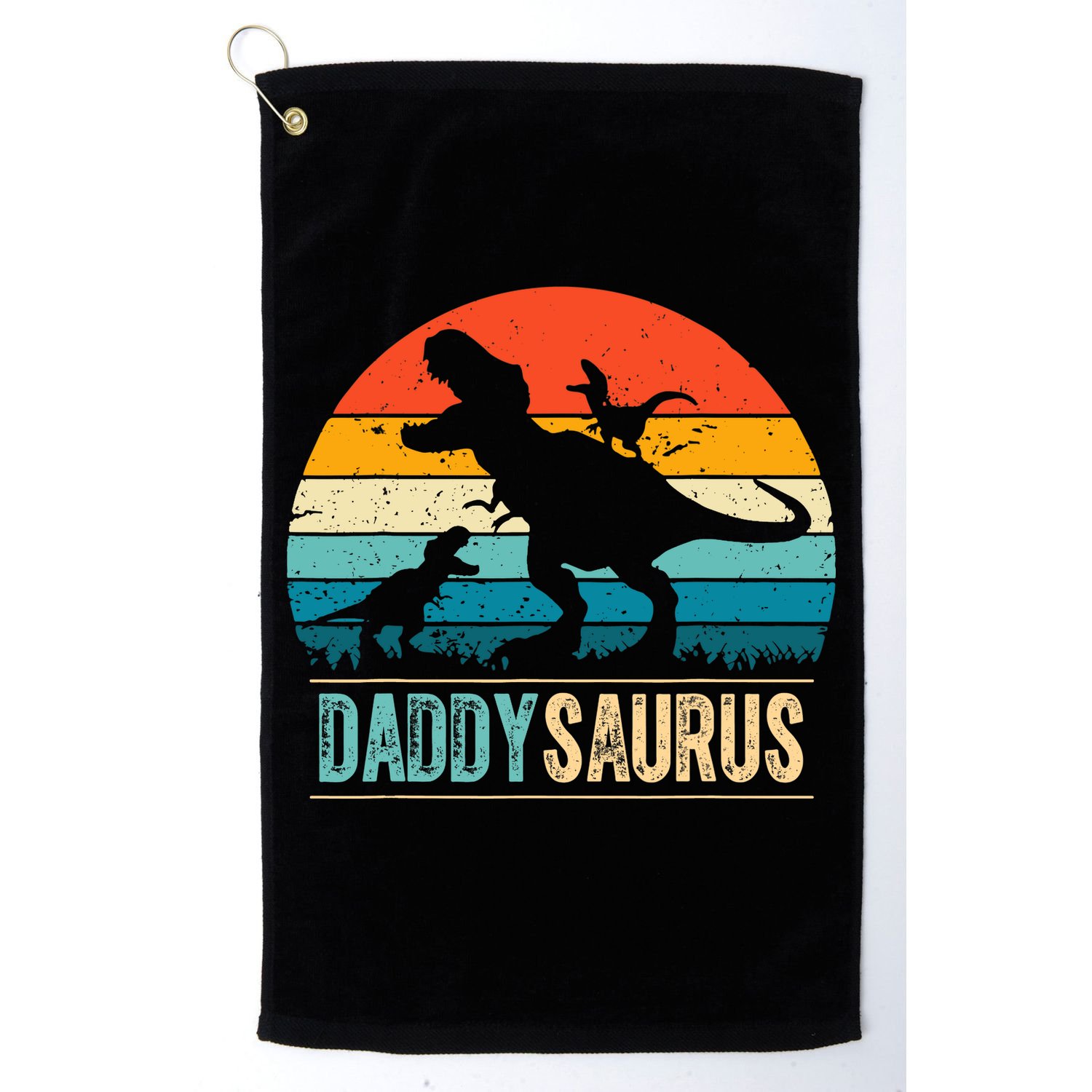 Daddysaurus T-Rex Dad Dinosaur Daddy Saurus Fathers Day Golf Towel