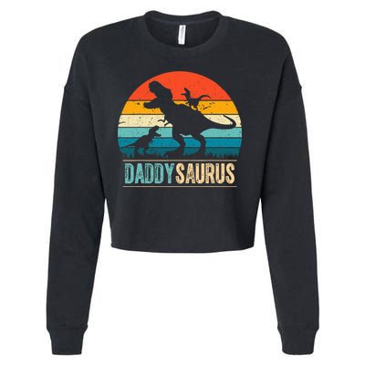 Daddysaurus T-Rex Dad Dinosaur Daddy Saurus Fathers Day Cropped Pullover Crew