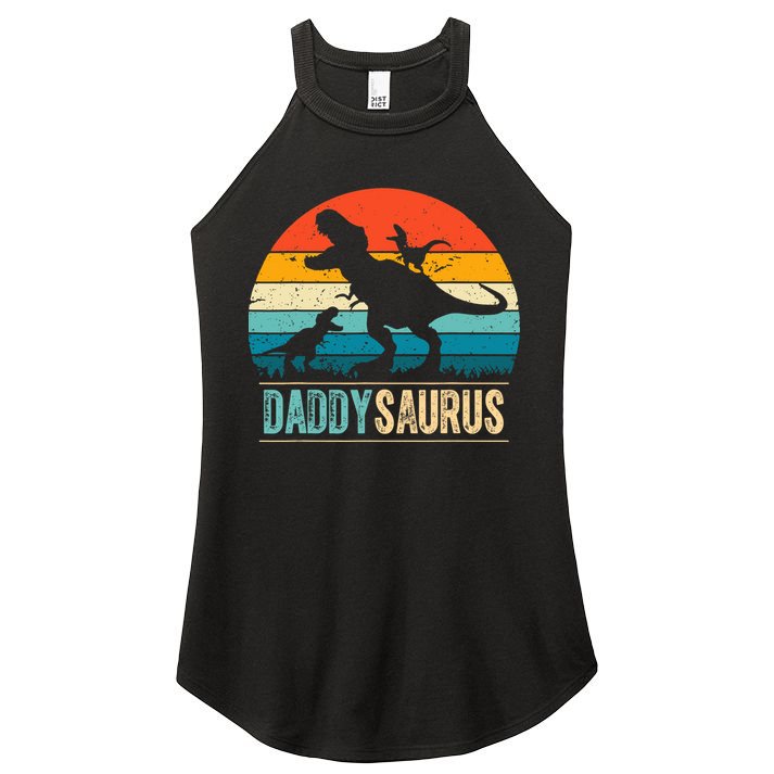 Daddysaurus T-Rex Dad Dinosaur Daddy Saurus Fathers Day Women's Perfect Tri Rocker Tank