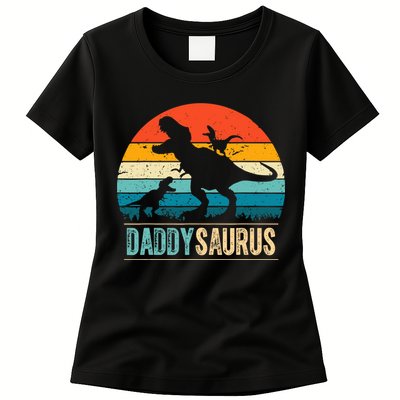 Daddysaurus T-Rex Dad Dinosaur Daddy Saurus Fathers Day Womens T-Shirt