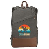 Daddysaurus T-Rex Dad Dinosaur Daddy Saurus Fathers Day Cotton Canvas Backpack