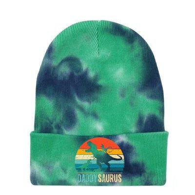 Daddysaurus T-Rex Dad Dinosaur Daddy Saurus Fathers Day Tie Dye 12in Knit Beanie