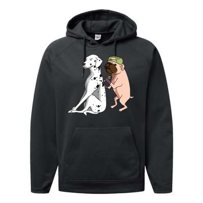 Dalmatian Tattoo Dog Lover Funny Pug Cute Dogs Performance Fleece Hoodie